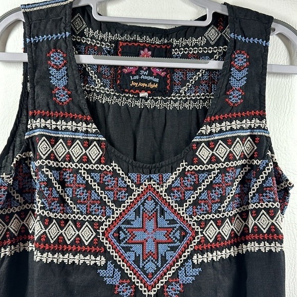 JW Los Angeles Johnny Was 100% Linen Embroidered Black Dress, S - Picture 2 of 9